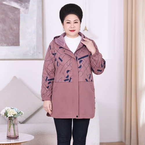 Куртка для матери, толстовка с капюшоном, модный плащ, оверсайз, для среднего возраста, большой размер, в западном стиле