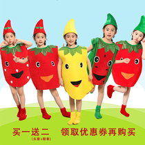 Cartoon environmental protection clothing fashion show fruit vegetables childrens performance clothing parent-child catwalk clothes kindergarten performance clothing Spring