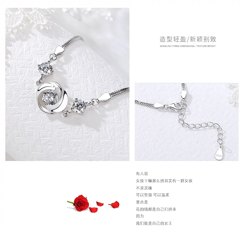 Vòng tay bạc sterling nữ đeo tay thiết kế thích hợp bạn gái trang sức cá tính vòng tay valentine quà tặng cho bạn gái - Vòng đeo tay Clasp