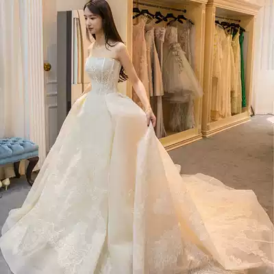 Korean light wedding dress 2021 new bridal trustling Moren Super fairy dream simple thin go out yarn