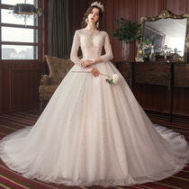 Long-sleeved main wedding dress 2021 new dream bride forest super fairy simple Korean light Hepburn trailing spring