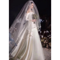 Zhang Xinyu the same wedding dress 2021 new bride wedding satin Hepburn trailing princess fantasy female thin