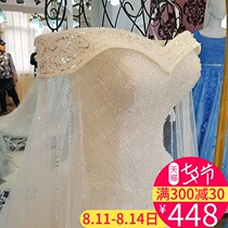 Wedding dress 2021 new court bride one-shoulder large size Qi Di v-neck French heavy long tail summer