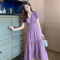 Skirt new 2021 summer French first love bellflower skirt long dress fashionable waist thin red dress female