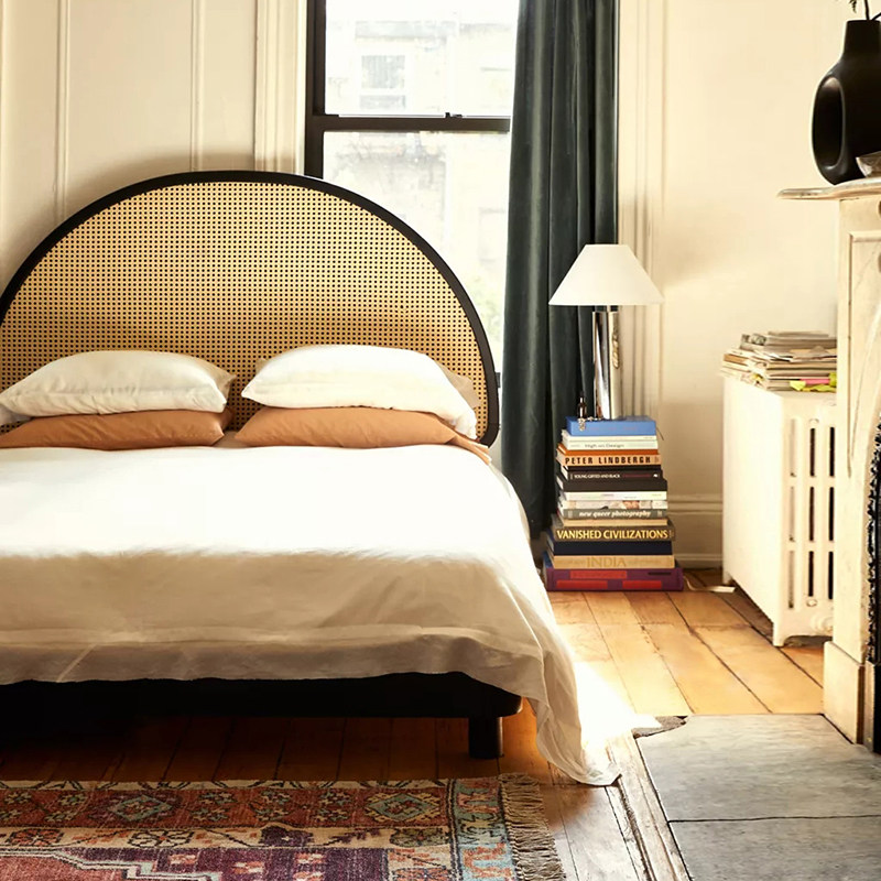 Nordic Solid Wood Bed Retro Vine-made bed Home Small family Type Double beds Silence Wind Designer 1 8 m Main bed-Taobao