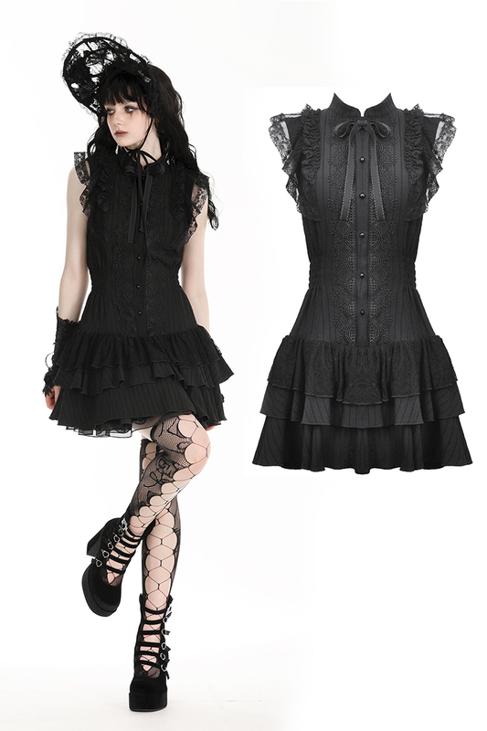 Sponsorship/Dark in Love Gothic Dark Lace Bow Vest Dress Dw955