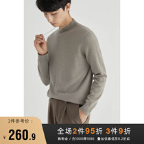 (Chu grid) semi-high-collar woolen sweater mens Japanese winter cashmere casual inner collar mens sweater sweater