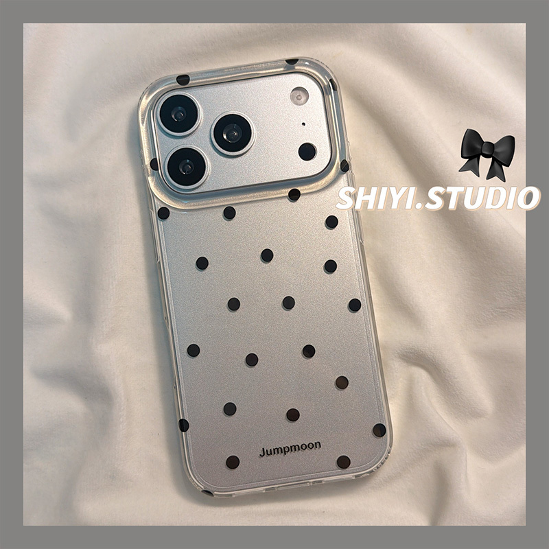Korean-Style Ins Niche Silver Bottom Black Polka Dot Phone Case Suitable for Apple 17 Pro Max, New Model for 16 Pro, Simple Design for iPhone 17, Girly Style for 15 Pro, Silicone for 15, 17 Pro Shockproof, 14 Dual-Layer Hard Case Korean-Style Ins Niche Silver Bottom Black Polka Dot Phone Case Suitable for Apple 17 Pro Max, New Model for 16 Pro, Simple Design for iPhone 17, Girly Style for 15 Pro, Silicone for 15, 17 Pro Shockproof, 14 Dual-Layer Hard Case