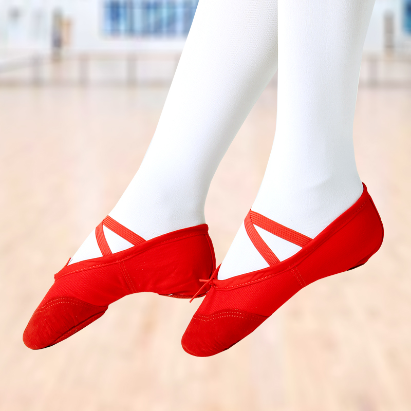 Adult dance shoes children's soft-soled exercise shoes men's Chinese body cat claw dancing red girls' ballet shoes
