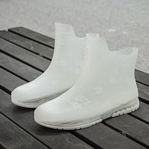 Pull back transparent and good-looking rain boots for women adult new mid-tube waterproof shoes student girls non-slip fashionable rubber shoes