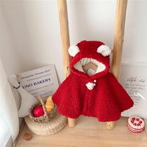 Baby New Years cloak for going out cute hooded ins cartoon bear shawl windproof and warm baby cloak for 1-3 years old