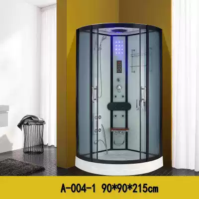Integral shower room Fan-shaped steam room with bathtub Integral bathroom Simple bathing room glass room glass partition 04
