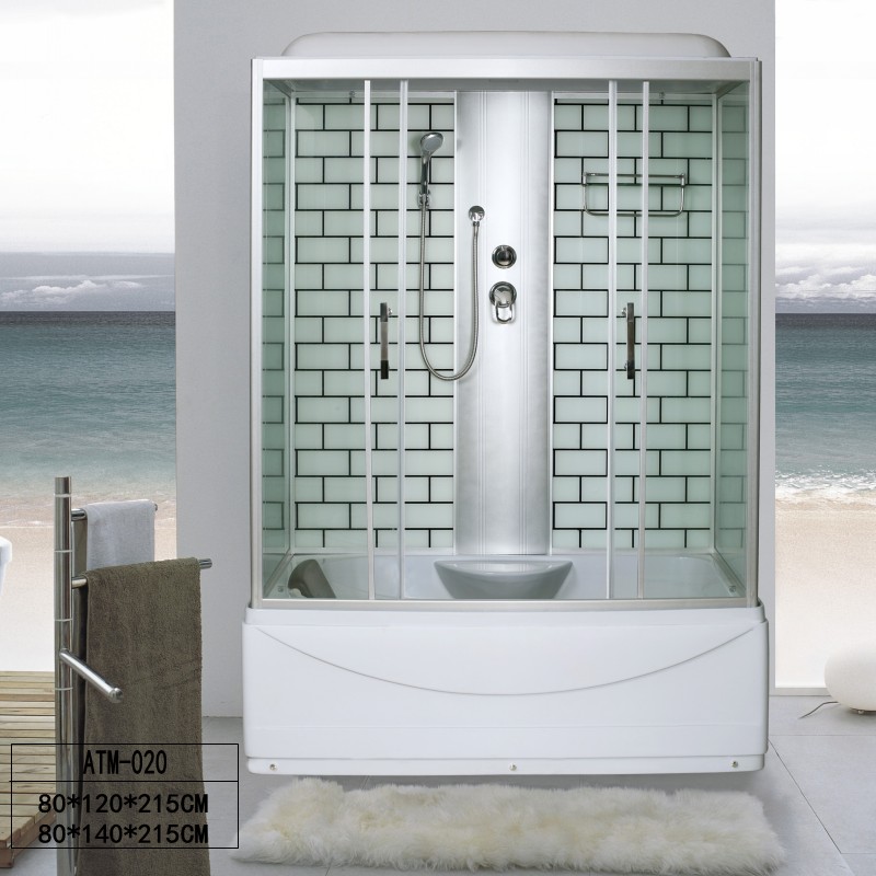 Manufacturer special price simple shower room overall with base bathtub steam room surf cylinder bath room glass room 020