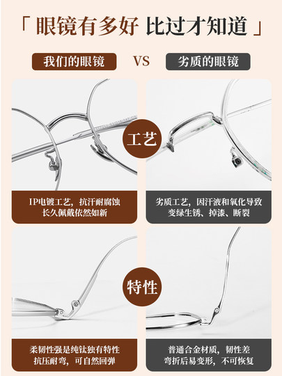 Cool Polygonal Pure Titanium Myopia Glasses for Women, Customizable Prescription, Natural Look, Face-Slimming Frame, Korean Style