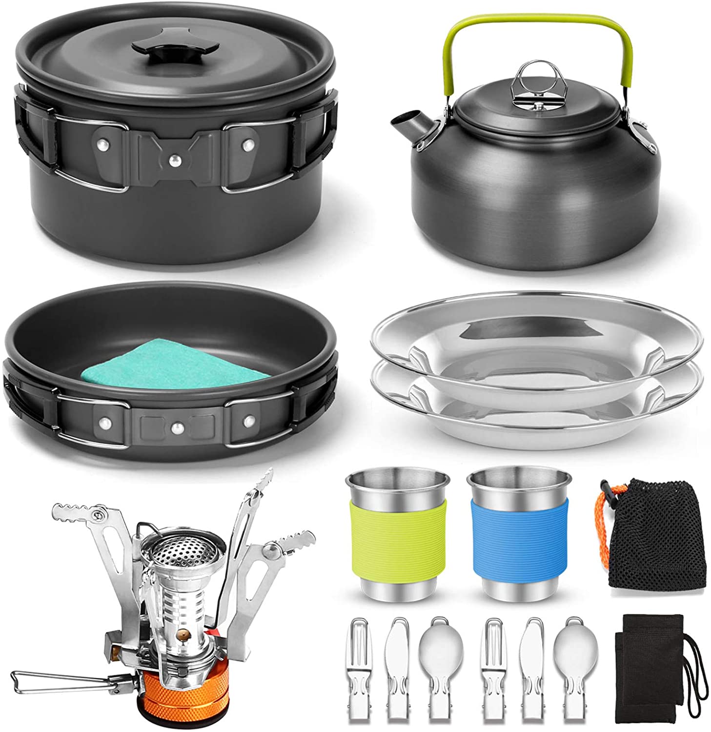American Odoland Cookware Set stove 16 Sets Camping Cutlery Sets Gas Stove