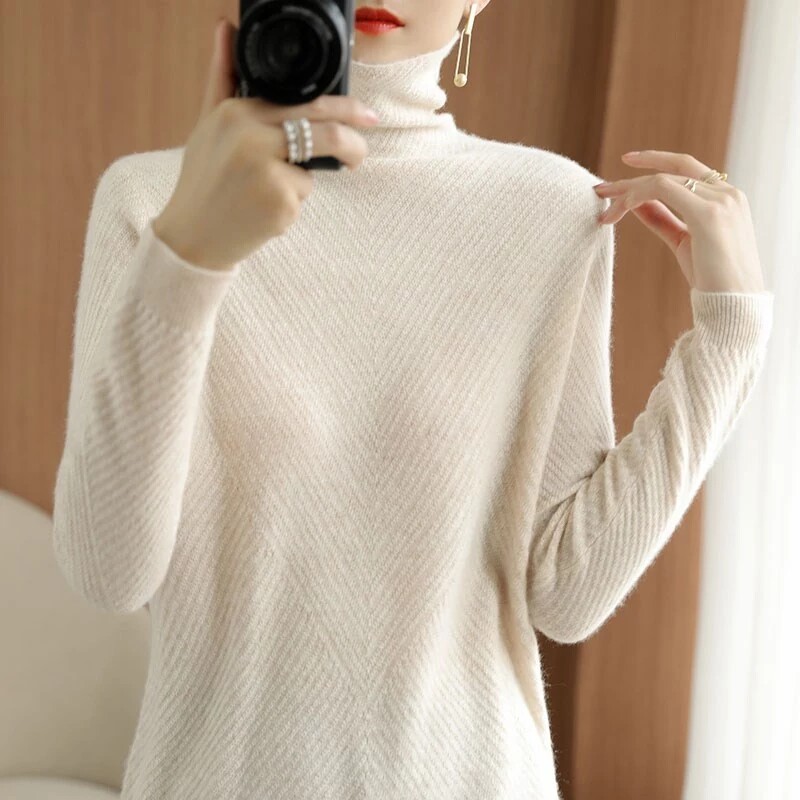 DonLevia~ autumn and winter new piled collar woolen sweater women's inner wear artifact, workplace currency preparation, thin Tibetan meat