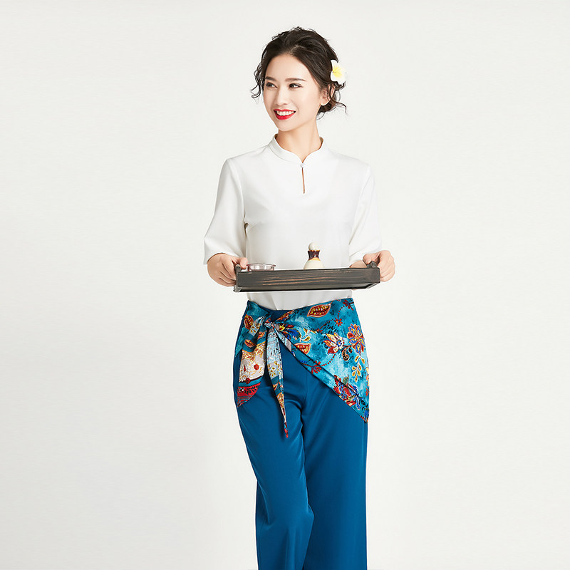 Tang Yue 2022 Spring Summer New Foot Bath Technician Work Suit Women's Suit Health Preservation Hall Foot Therapy Shop SPA Clothing Middle Sleeve