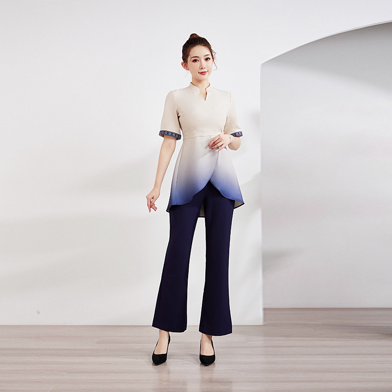 Tangyue 2022 new foot bath and foot therapy overalls female beauty salon beautician SPA health technician suit short-sleeved