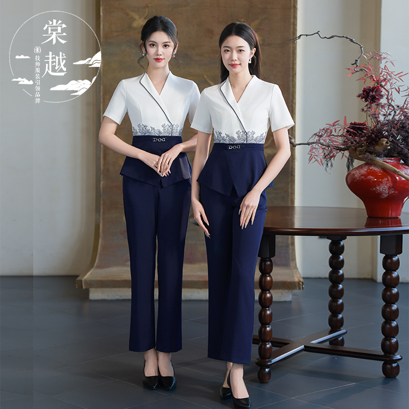 Tangyue Summer New Model Foot Massage Technician Work Uniform High-End Spa Health Foot Bath Club Workwear Set Short-Sleeved
