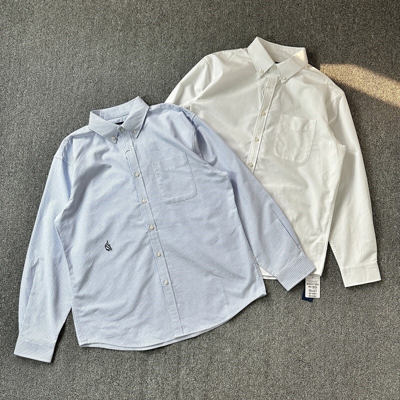 Nautica Regular Hasegawa Sailing Logo Striped Casual Long Sleeve Shirt Men's Loose Fit Base Shirt Nautica Regular Hasegawa Sailing Logo Striped Casual Long Sleeve Shirt Men's Loose Fit Base Shirt