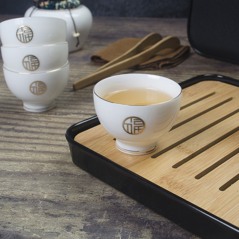 Goat Fat Jade Qutian Fu Tea Furniture Set Group Home Briefing Tea Cup Office Will Be Guest Defied White Porcelain Teapot Tea Cup