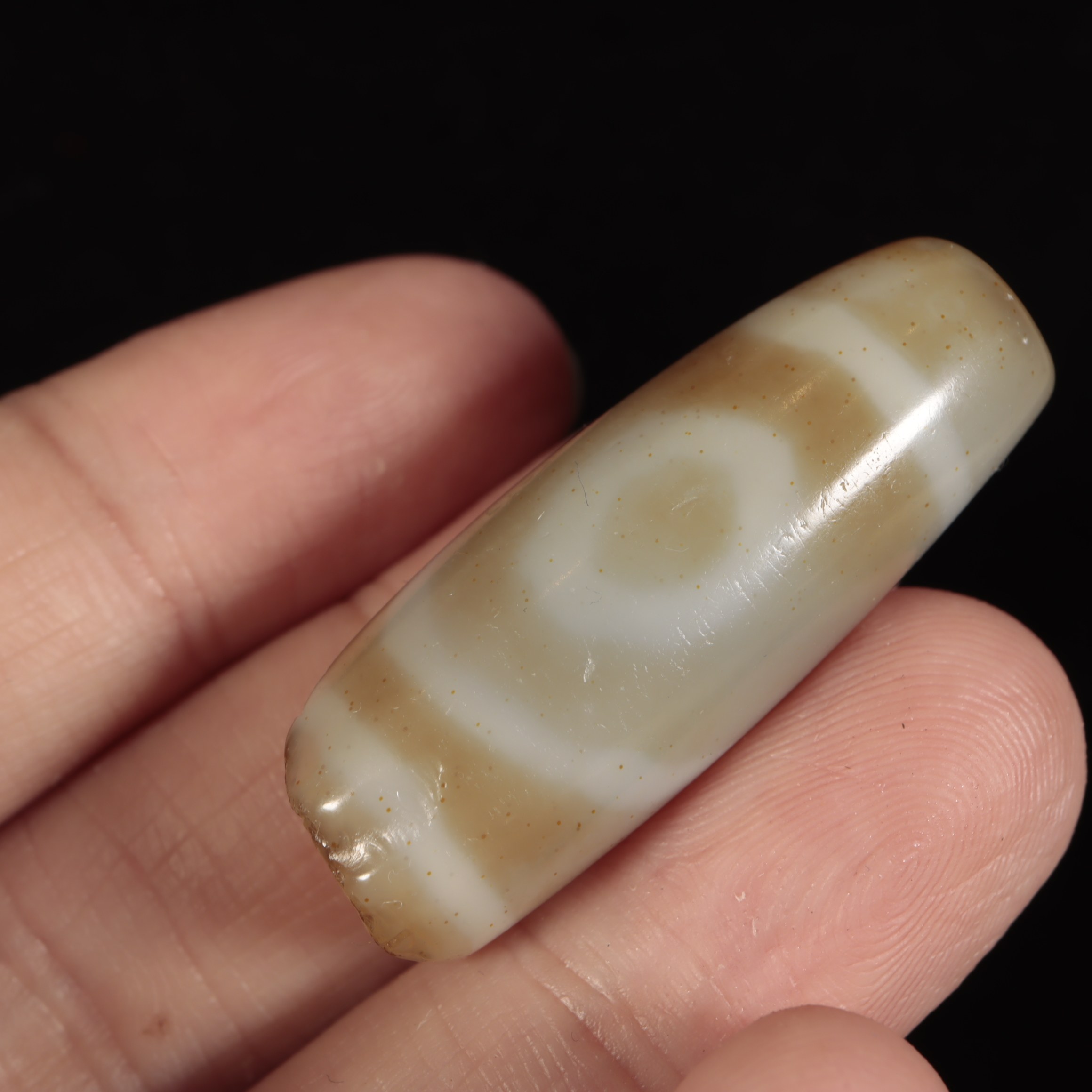 〓老〓精品千年至纯太极两眼天珠断珠满朱砂彩虹两眼吊坠