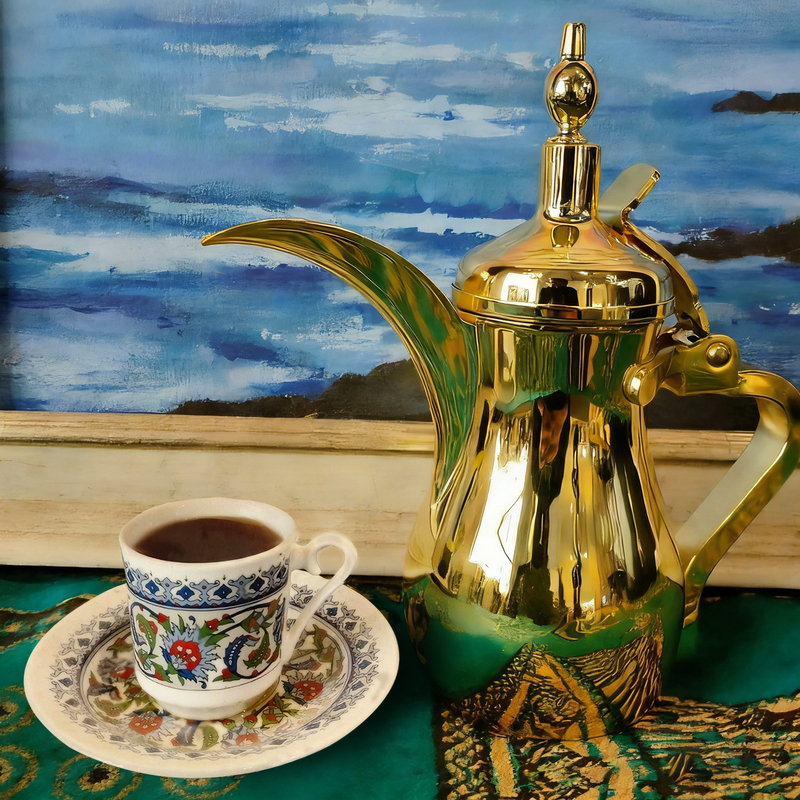 Arabic Coffee Pot, Palace-Style, Suitable for Boiling Water and Heating Milk, High-End Gold and Silver Coffee Pot, Stainless Steel Arabic Coffee Pot, Palace-Style, Suitable for Boiling Water and Heating Milk, High-End Gold and Silver Coffee Pot, Stainless Steel