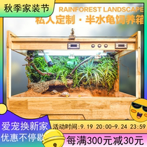 (Customized 4) Anyuan Turtle Villa One-stop Drainage Yellow Margin Turtle Half-aquatic Turtle Landscape Tank Intelligent Breeding Box for Turtles