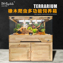 Turtle and water turtle tank villa oak solid wood drainable breeding box yellow edge turtle tortoise and semi-aquatic turtle landscape package