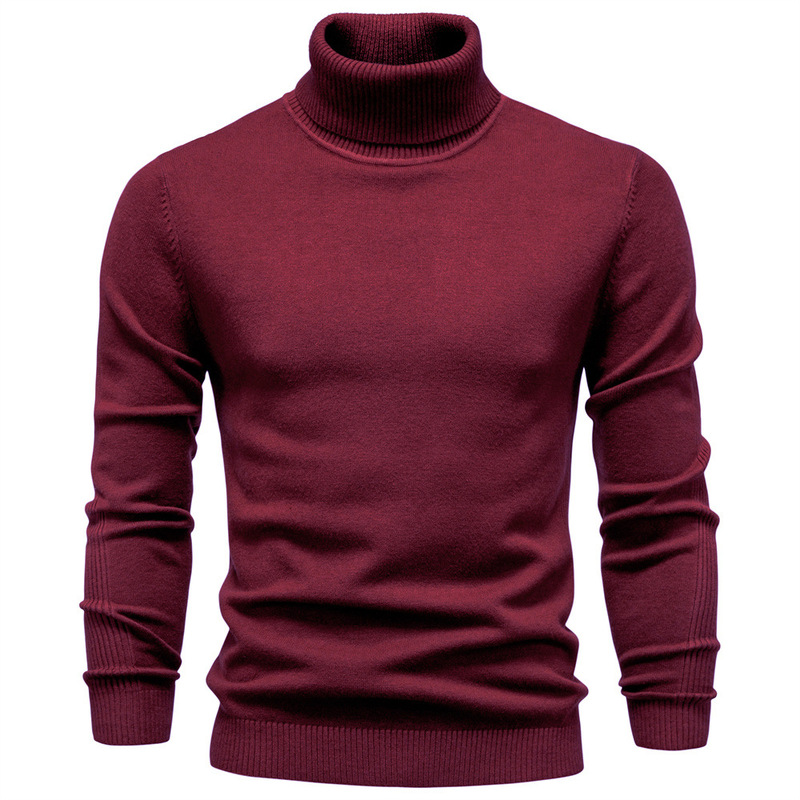 Turtleneck Sweater for Men, Slim Fit, Solid Color Pullover Knitwear, Versatile Long-Sleeve Casual Knit Top for Spring, Autumn, and Winter