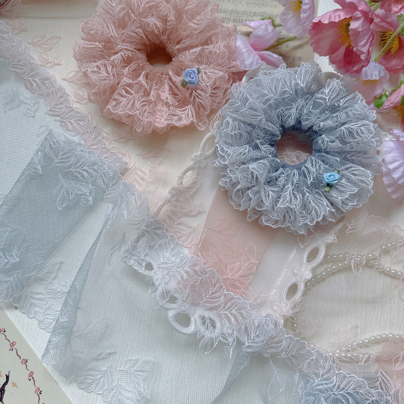 3 Yards Japanese Single Leaf Bjf Baby Clothes Skirt Large Intestine Hair Ring Bow Double-Sided Mesh Embroider Lace Accessories