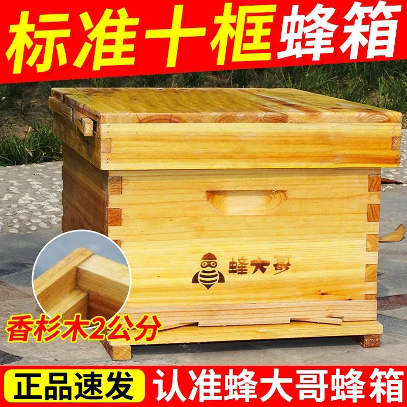 Wholesale Standard Bee Hives with Ten Frames and Seven Frames, Wax-Coated Cedar Wood Bee Luring Boxes, Guizhou Native Beekeeping Honey Bee Hives