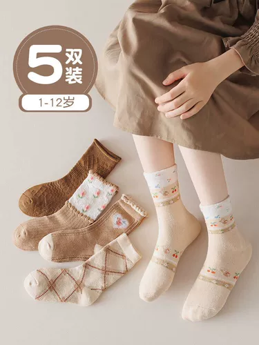 Хлопковые детские носки, тонкие демисезонные гольфы для девочек, средней длины, осенние
