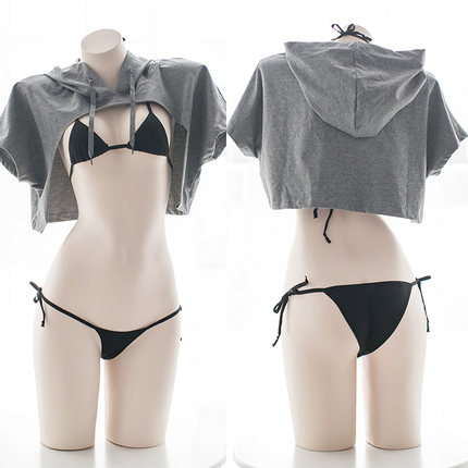 七了个三短款T恤短袖休闲卫衣宽松镂空连帽短袖俏皮运动风女上衣-tmall.com天猫