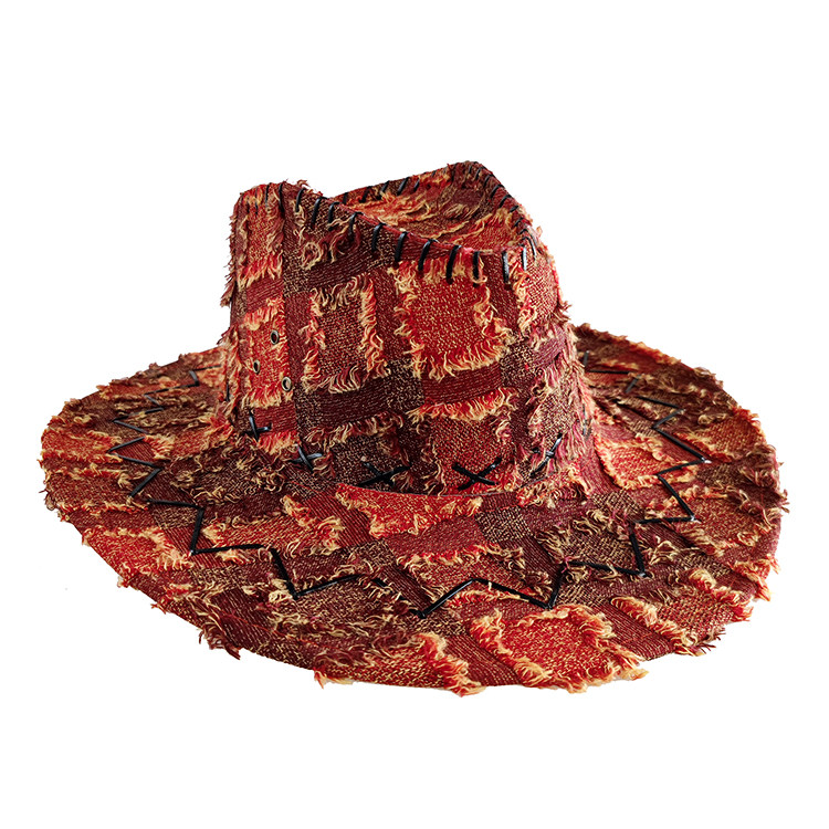 New Western Cowboy Hat Breaded Flower Square Hat Tourist Sun Hat Mongolian Cap