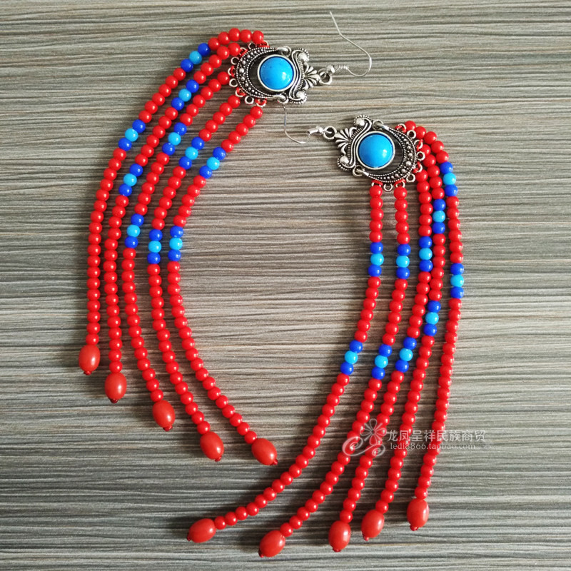 Mongolian Distinctive Beads Earrings Earrings Earrings Earrings Earrings For Mongolian Robes Accessories Wedding Peelings Ethnic Wind Handmade Trinkets