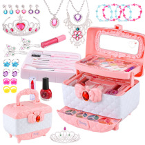 Childrens cosmetics set water-soluble cosmetic case princess girl makeup toy lipstick eyeshadow nail polish gift