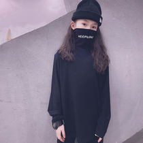 Cold bridesmaids customised men and women childrens autumn winter pure cotton high collar pure color inner lap T-shirt foreign air slapped bottom-shirt with baby