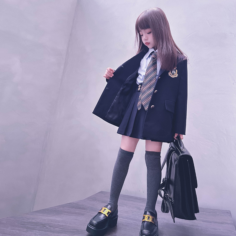 Leng Da Niang custom boys and girls autumn winter British style wool suit school uniform college style pleated skirt parent-child model