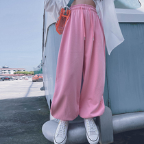 Cold bridesmaids custom men and women children pure cotton sports long pants loose casual street dance performance 100 lap pants parent-child