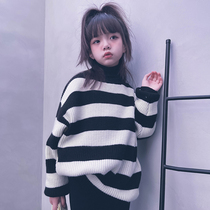 Cold bridesmaids customised male and female children striped wool thread knitted sweater for autumn and winter 100 hitchhiking blouses with child
