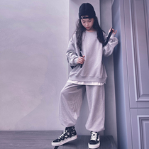 Cold bridesmaids custom autumn and winter men and women pure cotton Lazy Wind Sports Suit Street Dance Performance Sweatshirt Sports Pants Parent-child