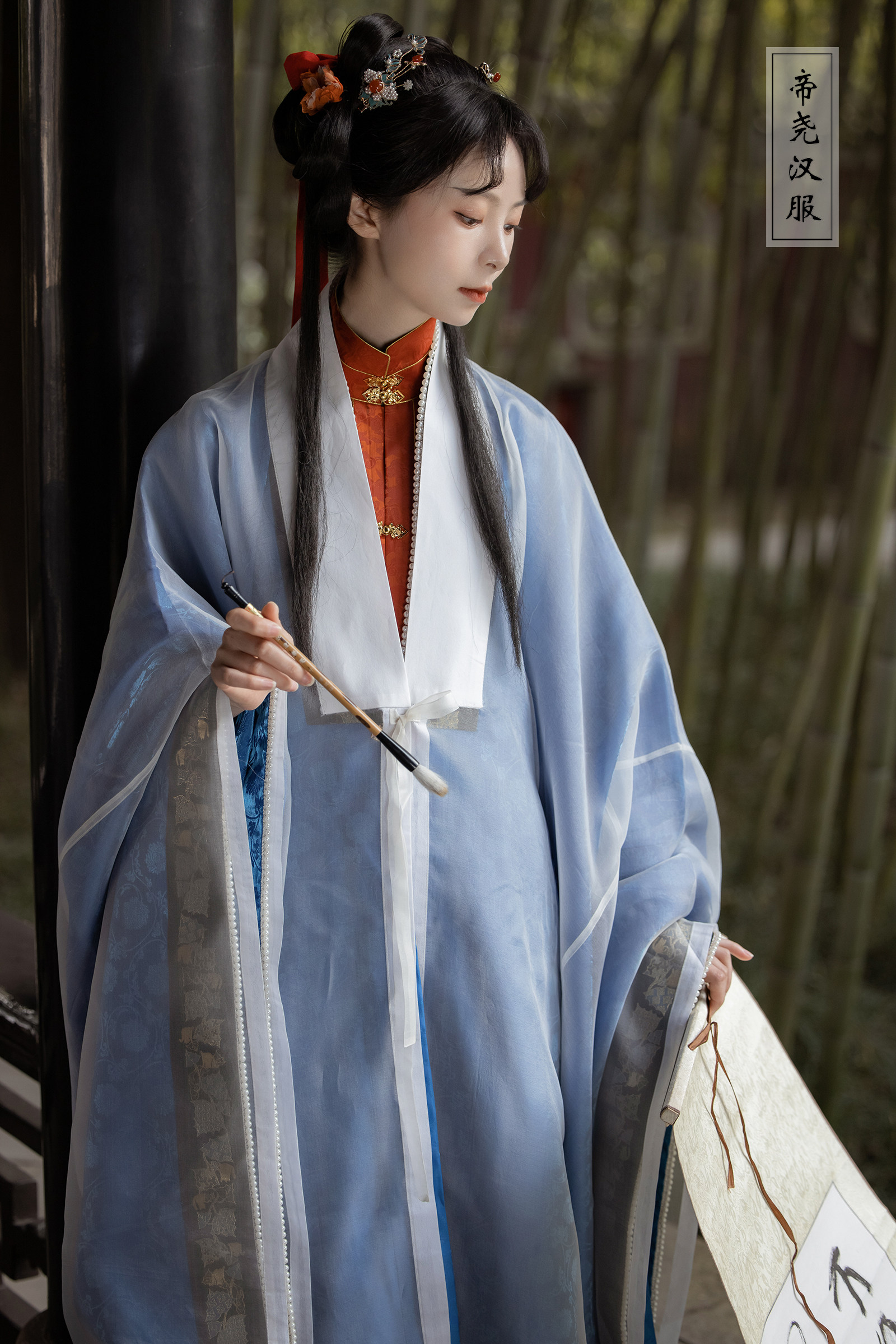 Старинное пальто 披风帝尧汉服覆原彷古画配色披风原创大袖