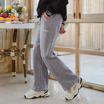  Girls  sweatpants spring and autumn 2021 new Korean version of Western style middle and large childrens straight casual trousers loose version of the thin section tide
