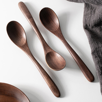 Milli Fenghu black walnut spoon for eating soup spoon household solid wood long handle mixing spoon small wooden spoon honey spoon