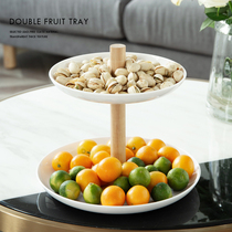 Mi Li Feng plastic double-layer fruit plate living room creative afternoon tea cake dried fruit snack plate pastry plate