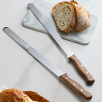 Mili Fengwu Couteau à pain Lame extra longue Manche en bois de noyer noir Toast en acier inoxydable Bagel Baguette Couteau dentelé européen dur
