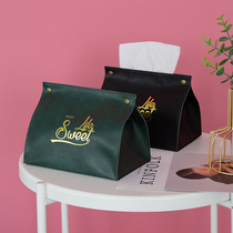 Milli wind material Nordic tissue box living room household leather Tissue Bag car tissue cover drawing box ins Wind