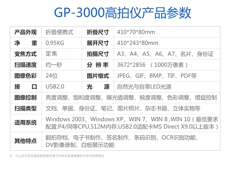 Comet GP3000 Gao Paiyi độ nét cao 10 triệu pixel máy quét tệp A3D nhận dạng văn bản