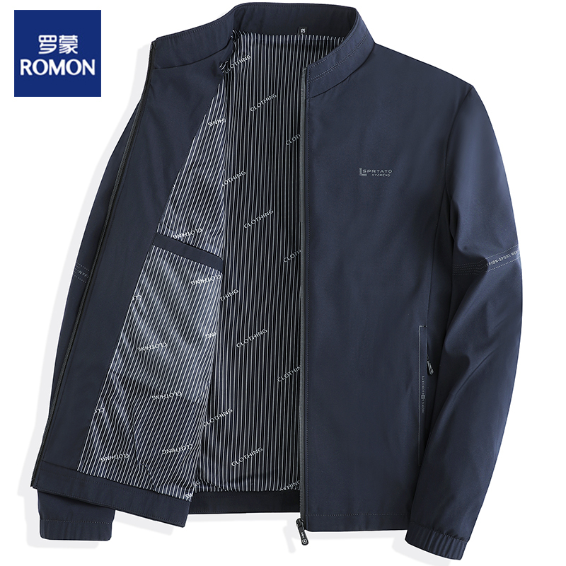 Romon Men's Stand-Up Collar Jacket 2026 Spring and Autumn New Casual Wrinkle-Resistant Middle-Aged and Elderly Men's Clothing Plus Size Dad's Coat